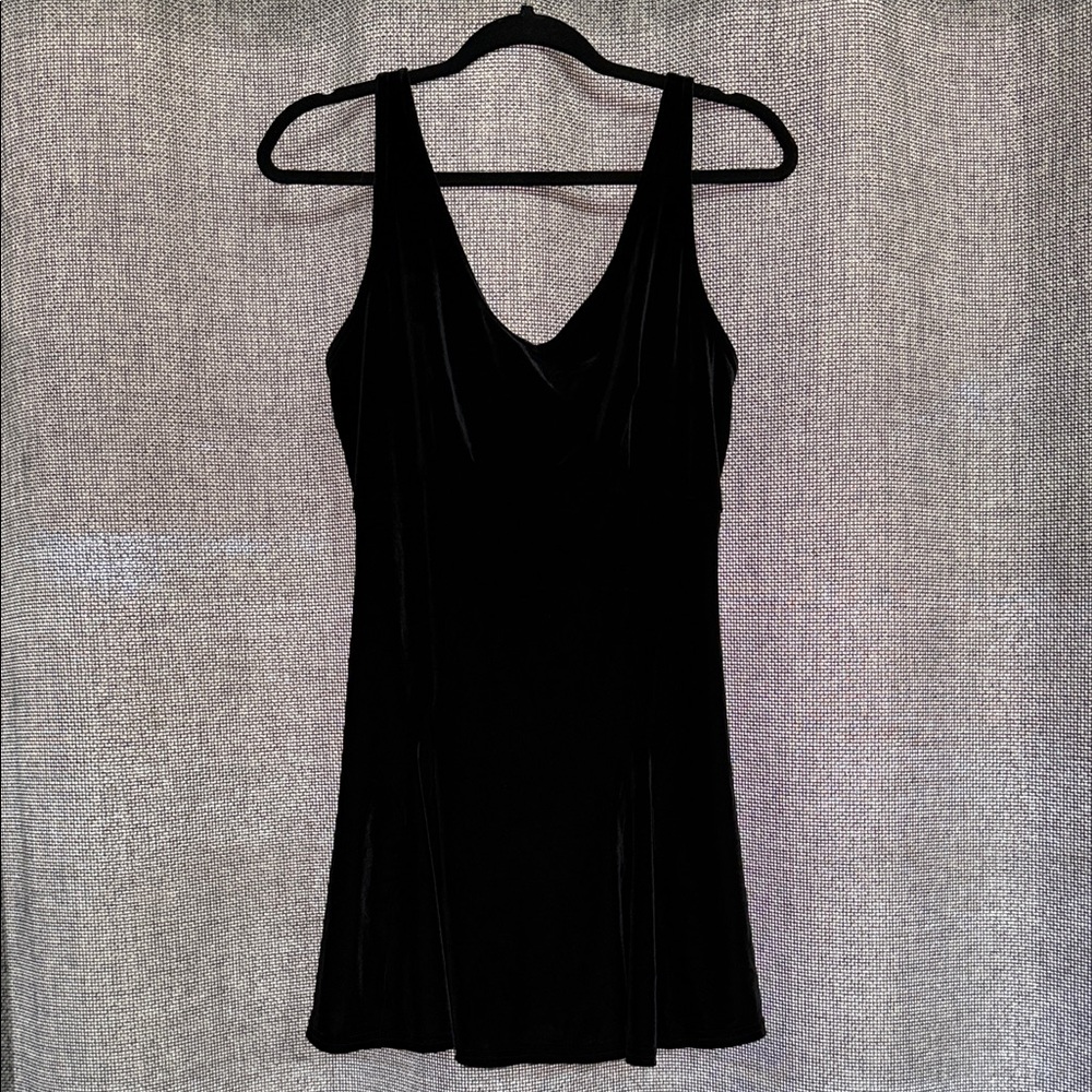 Victoria's Secret Black Velvet Mini Slip Dress Vintage Y2K Gothic Alternative